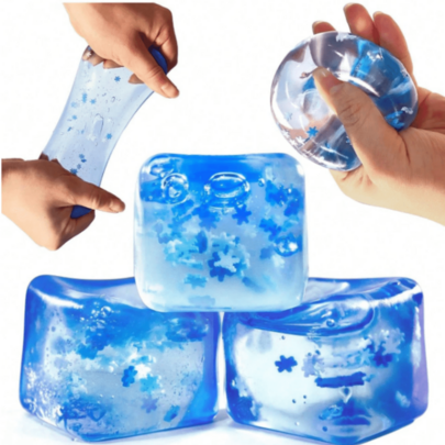 1Pc﻿ Stress Balls Ice Cube Fidget For Teens Adults Kids - Extra Squeeze Sensory With Cooling Texture, Washable Anxiety Relief Balls - Stretchy, Stress Cube Slow Rising Sensory And Fidget Toys For Stress, Anger Management, Focus - Perfect For Classroom, Office, Travel, Gym, Exams, Commute, Bedtime