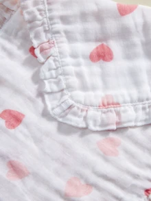 2条装Oeko-Tex认证柔软舒适心形花卉图案围兜/拍嗝巾，四季皆宜，新生儿及婴儿护理 - 彩色 - 查看 8