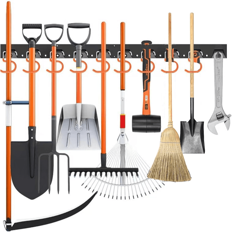 64'' Adjustable Metal Garden Tool Organizer Hooks,Wall Mounted Hooks Tool Organizer��Garage Storage System Hooks, Y...