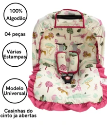 Kit 04 Pcs Cover For Baby Car Seat Sun Canopy Belt Protector Soft 100% Cotton - Hoa rỉ sét - Xem 3