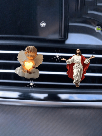 2 Peças Clipes de Saída de Ar de Anjo Divino, Decoração de Saída de Ar do Carro, Acessórios de Carro para Mulheres, Decoração Fofa de Saída de Ar do Carro em Acrílico, Clipe de Aromaterapia, Decoração de Acessórios para Carro