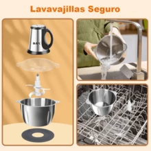 Triturador Eléctrico de Carne Aço Inox 550W 2L Multifuncional 3 Velocidades, Licuadora para Puré Bebé y Batidora Cocina - Tipo de Enchufe A USA (110-127V) - Ver 7