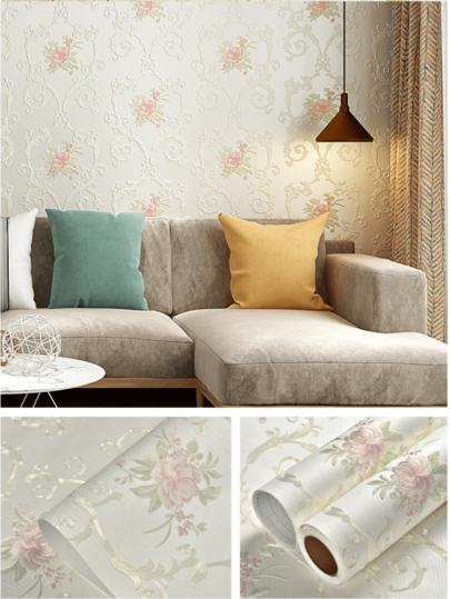 Roll 53*100cm3D Bloemen Wallpaper, Self Adhesive Non Woven Fabric Removable Flower Pattern, Bedroom Living Room ation, ation TV Background Wand Sticker,53*300cmOptional view 5