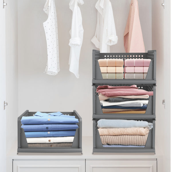 Set mit 3/4/5 Aufbewahrungsboxen für Kleidung, Schubladen- und Schrankorganizer, stapelbare Aufbewahrungsboxen für Kleiderschränke, Schränke für Badezimmer, Küche und Waschküche