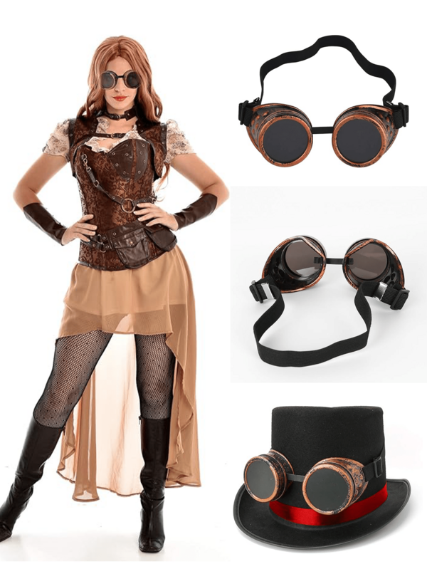 1 Pair Steampunk Goggles, Cyberpunk Glasses, Retro Mechanical Goggles, Suitable For Costume Role-Playing, LARP Accessories, Theater And Theme Party Props