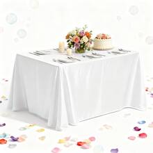 1pc Elegant Dark Green Satin Christmas Tablecloth, Rectangular Washable Reusable Tablecloth With High-Quality Polyester Satin Texture, Suitable For Weddings, Birthdays, Restaurants, Home Gatherings, Outdoor Parties, Christmas Party Table Covers - 墨綠色 - 查看 11