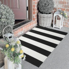 Door Mat Outdoor Cotton Handwoven Farmhouse Layered Door Mat Washable Striped Porch Rug Carpet Mat For Entrance Kitc... - 70 x 110 公分(長方形) - 查看 1