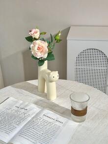 1 pieza de un lindo florero con forma de gato - Estilo minimalista moderno, color blanco puro, silueta adorable de gato, que mejora la estética del hogar, adecuado para arreglos de mesa en la sala de estar, decoración del dormitorio y regalo de inauguración de la casa, ideal para escenarios acogedores durante todo el año