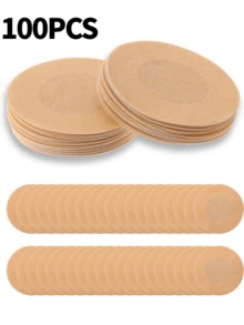 50 Pieces Disposable Round Nipple Pads Tape Nipple Patches Non-Woven Nipple Patches Chest Patches, Sports Chest Patches Invisible Chest Patches - Apricot - View 7