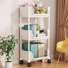 Mobile Storage Cart Five-Tier Wheeled Design Suitable For Living Room, Bedroom, And Kitchen Organizes Dorm Books And Stationery Multifunctional Storage Rack Available In Macaron Colors/White Practical Halloween/Christmas Decor Gift - 白色 - 查看 13