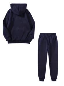 Hombre008 traje para hombre Conjunto de Sudadera con Capucha y Pantalones de Bolsillo con Cordón para Hombre, Estampado Alegre del Diablo, Grueso y Versátil, Manga Larga, Adecuado para Actividades al Aire Libre en Primavera - Azul - Ver 2