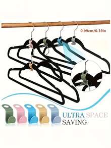Universal Clothes Hanger Connector Hooks, Space-Saving Wardrobe Hanger Hooks, Thick Plastic Stackable Wall-Mounted Storage Racks, Suitable For Wardrobe, Bathroom And Kitchen Storage, Clothes Hangers, Wardrobe Organization, Modern Hook Design, Polished Surface, Space-Saving, Neat Storage, Durable, Suitable For Busy Professionals, Practical Hooks (Random Color) - Multicolor - View 4