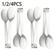 1/2/4pcs Stainless Steel Tea Bag Squeezer Clips, Ice Tongs, Strainer Clips, Snack & Fruit Clips - Silver - View 1