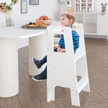 Velacasa Kids Standing Tower, Child Kitchen Step Stool Toddler Wood Stepping Stool - Children's Montessori Stool - Adjustable Height, Ideal Kids Kitchen Step Stool For Learning New Skills, White 16.45"D X 17.63"W X 35.82"H - mặc định - Xem 6