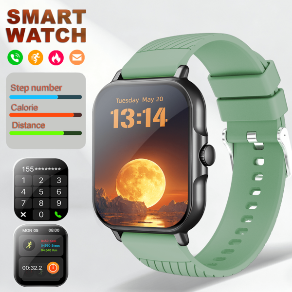 1 ceas inteligent sport la modă cu curele din silicon interschimbabile, suportă mai multe limbi, apeluri wireless, alerte apel/mesaje, ecran mare de 2,01", prognoză meteo, monitor de activitate, moduri sportive multiple, player muzical, contor de pași și calorii, cameră de la distanță, încărcare USB, ecran TFT 240P, baterie Li-Ion de 180mAh, potrivit ca și cadou de Crăciun sau de sărbători pentru bărbați și femei.