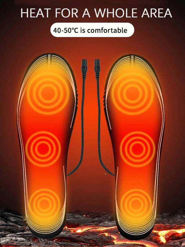 1 par de plantillas calefactadas USB, almohadilla calefactada ajustable para hombres y mujeres, alfombra de zapato eléctrica calefactada