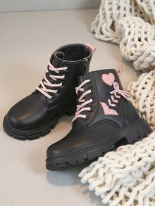 1 Pair New Heart, Bow, Clover Design Girls Boots - Black - View 6
