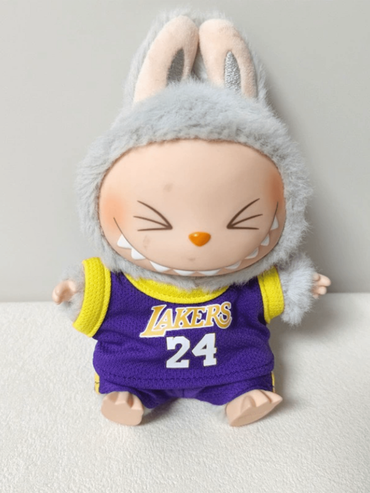 24# Lakers Team Color Monster Plush Doll Jersey & Shorts Set, Cute Sports Outfit, Team Color Design, Popular Fans/Collectibles, Hot Selling/Gift Item, Authentic Sports Style, Must-Have For Basketball Season, Showcase Team Spirit, Fashionable Doll Outfit - Purple No. 24 - View 4