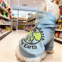 Warm Hooded Sweatshirt For Pets With A Cartoon Globe Print, Suitable For Small/Medium/Large Dogs And Cats.