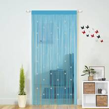 Tende decorative eleganti e belle per camere da letto, tende con perline, adatte per porte, decorazioni per camere da letto in stile bohémien, tende da appendere alle porte, tende da parete, tende per guardaroba, tende, divisori per ambienti, schermi per la privacy, decorazioni (blu, 150 x 260 cm) - Blu - Visualizzare 2