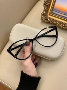 1 Pair Women's Modern Cat Eye Big Frame Computer Glasses – Eye Protection For Daily Computer Use | Perfect For Back To School, Fall & Christmas, Ideal For Personal Use & Gifting, Great For Self-Use And Gifting - màu đen - Xem 1