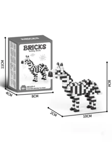 1776pcs Funny Cartoon Animal Building Blocks Set, Giraffe/Zebra/Deer/Antelope/Camel/Cow/Alpaca, Creative Educational DIY Model, Mini Assembly Blocks, Home Decor, Desk Ornament, Halloween/Christmas/Birthday Gift - Multicolor - View 29