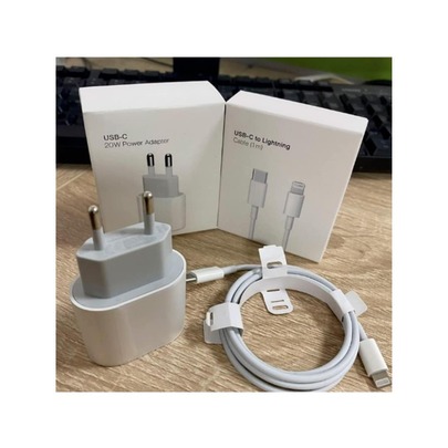 Kit Carregador para IPhone Fonte Tipo C + Cabo Lightning 20w Turbo Tomada Cabo USB-C Adaptador Para iPhone 11 12 13 14