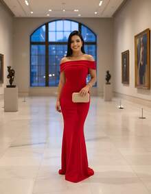 Long Party Dress With Strapless Cups For Bridesmaid Prom - 紅色 - 查看 2