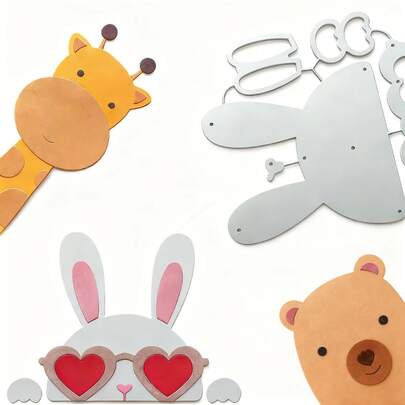1PC Peeking Animals Cutting Dies, Metal Cutting Dies, New Arrival Die Cuts, Embossing Stencils For DIY Crafting Scrapbooking Supplies, Template Mould, Photo Album Decorative Paper Die Cuts For Card Making, DIY Craft Decoration