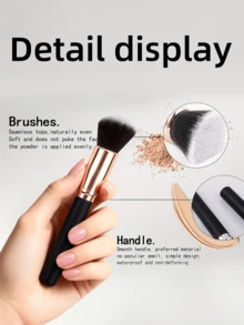 1pc Professional Angled/Flat Blush Brush - Ergonomic Black Wooden Handle, Soft Nylon Bristles For Precise Contouring, Makeup Tool Suitable For Beginners,Foundation Brush,Concealer Brush,Blush Brush,Contour Brush,Blush Brush,Bronzer Brush,Powder Brush,Foundation Brush,Blush Brush