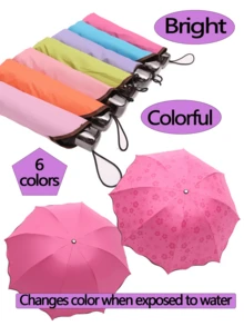 水中绽放的遮阳伞，乙烯基遮阳伞，防晒遮阳伞，折叠伞，男女通用伞，加厚乙烯基防晒防雨两用遮阳伞，折叠三折伞防紫外线遮阳伞 - 彩色 - 查看 4