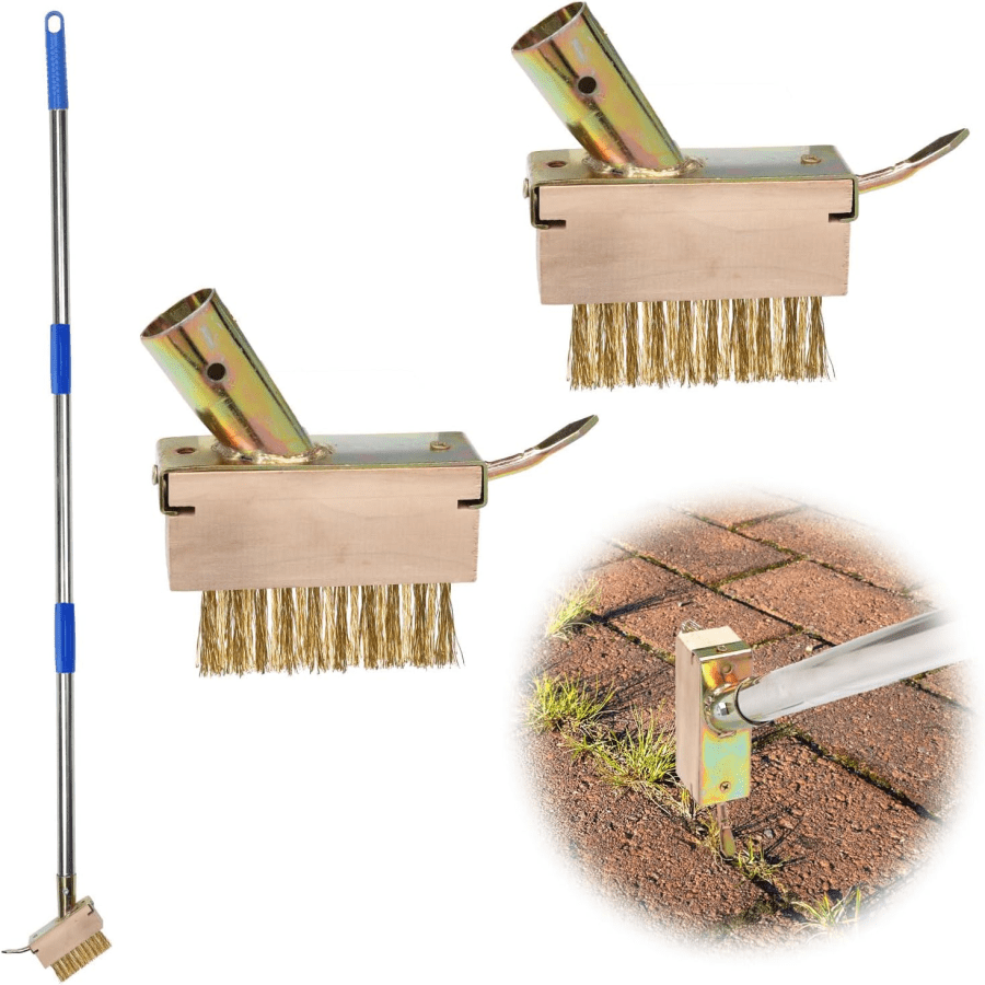 Weeding Tool, Crevice Weeding Tool Stainless Steel Deck Stain Brush Moss Puller Tool Crack Weeding Tool Long Handle...