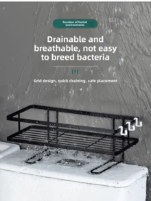 Platzsparendes Badezimmer-Regal über der Toilette - Aufbewahrungsregal aus Kohlenstoffstahl, ohne Bohren zu installieren, Shampoo- und Duschgel-Organizer, modernes schwarzes Design, ideal für kompakte Badezimmerorganisation, Badezimmeraufbewahrung und Regale