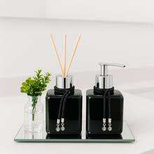 Pet Bathroom Set With Reed Diffuser And Luxurious Liquid Soap, Cords, And Tray - White/Gold - View 5