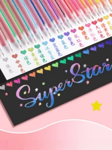 8/12/18/24 Farben Glitzer Gelschreiber, bunte Stifte hochwertige Schreibwaren Stifte, DIY Album Malerei Leuchtstoffstifte, bunte Glitzer Gelschreiber, glänzende leuchtende Silberpulver Farbwechsel Stifte für Kinder Journaling - Verschiedenfarbig - Übersicht 4