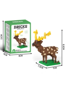 1776pcs Funny Cartoon Animal Building Blocks Set, Giraffe/Zebra/Deer/Antelope/Camel/Cow/Alpaca, Creative Educational DIY Model, Mini Assembly Blocks, Home Decor, Desk Ornament, Halloween/Christmas/Birthday Gift - Multicolor - View 12