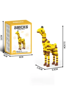 1776pcs Funny Cartoon Animal Building Blocks Set, Giraffe/Zebra/Deer/Antelope/Camel/Cow/Alpaca, Creative Educational DIY Model, Mini Assembly Blocks, Home Decor, Desk Ornament, Halloween/Christmas/Birthday Gift - Multicolor - View 13