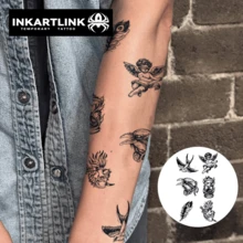 ملصقات وشم الملاك من INKARTLINK، وشم بتقنية نقل المياه الثورية، مصنوعة من مواد نباتية بتقنية وشم سحرية، تدوم من أسبوع إلى أسبوعين - الأسود - مشاهدة 7
