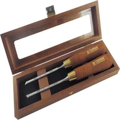 Skew Paring Chisel Set 6mm Wide Set Of 2 With Wooden Case