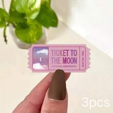 1/3 件全息月球门票乙烯基贴纸 | 可爱卡哇伊文具梦幻美学 Lofi Holo 氛围、手机壳贴纸、水瓶贴纸、学校用品、返校