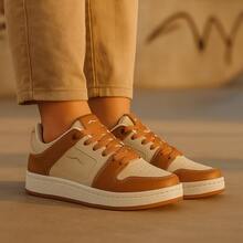 Women's/Men's Casual Leather Skate Shoes For Everyday Use, Fully Stitched, Blogger Style, Sizes 34 To 43 - 米色 - 查看 1