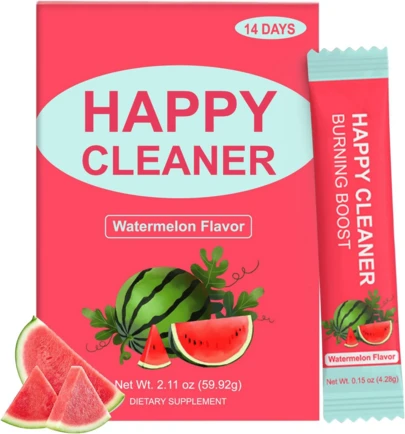 Happy Cleaner Polvo Prebiótico Probiótico - Polvo De Mezcla De Sandía (14 Paquetes De Una Sola Porción) Con Frutas
