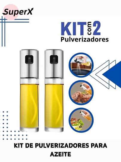 Kit 2 Pulverizador Azeite Vinagre Spray 100ml Borrifador Galheteiros Premium Culinário