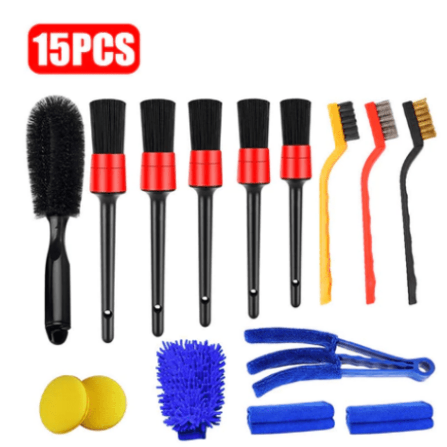 Kit Completo: 15 Escovas para Detalhamento Automotivo em Carros, Motos e Bicicletas.