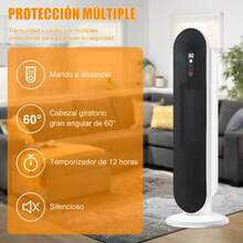 Calefactor Eléctrico Cerámico de Torre 1500W con Termostato Ajustable y Protección Tipo de enchufe A Japones - Tipo de Enchufe A Japonés (100V) - Ver 4
