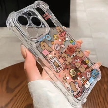 1pc of Transparent Square Anti-Drop Phone Case, Featuring Cute Capybara Cartoon Stickers with Various Expressions And Scenes, Suitable for  17/for  17 Pro/for  17 Pro Max/for  15/for  15 Pro/11/12/13/14/15 Pro Max/16 - Transparente - Ver 7