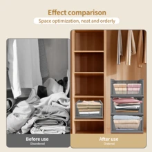 Organizador de armario, 3/4/5 piezas, cajas de almacenamiento de plástico, plegables y apilables, bandeja organizadora deslizante para ropa, pantalones, dormitorio, vestidor