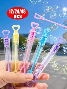 12/24/48pcs Colorful Mini Bubble Sticks, Cute Star Shaped Bubble Straws, Bubble Party Gifts, Party Desktop Decorations, Party Photo Props, Party Atmosphere Builders, Multiple Colors, Suitable For Theme Birthdays, Christmas, Halloween, Carnival Prizes, Weddings, Very Suitable For Wedding Decoration And Outdoor Games (Color Random)