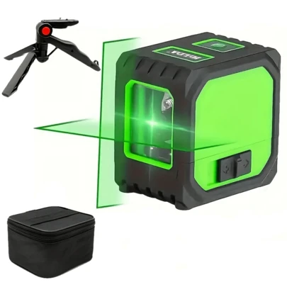 2-Line Green Laser Level - Compact Battery-Powered Portable Measuring Tool With Bright Beam And Auto-Marking
