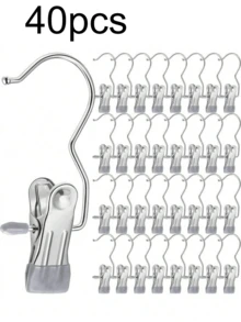 20pcs Premium Stainless Steel Clothes Clip,Adjustable Metal Pants Hanger With Clips, Laundry Clothes Nail With Hook, Portable Hanging Clothes Clip,50/40/30/15/10/5/1pc Wardrobe Organizer, Boot Hangers For Closet, Clips With Hooks, Multi-Function Single Clip Clothes Hanger, Bootleg Clip, For Pants, Hats, Skirts, Socks, Shoes Dress Pants Shoes Boots,Skirt,Spring,Minimalist,Summer Tops - Multicolor - View 24